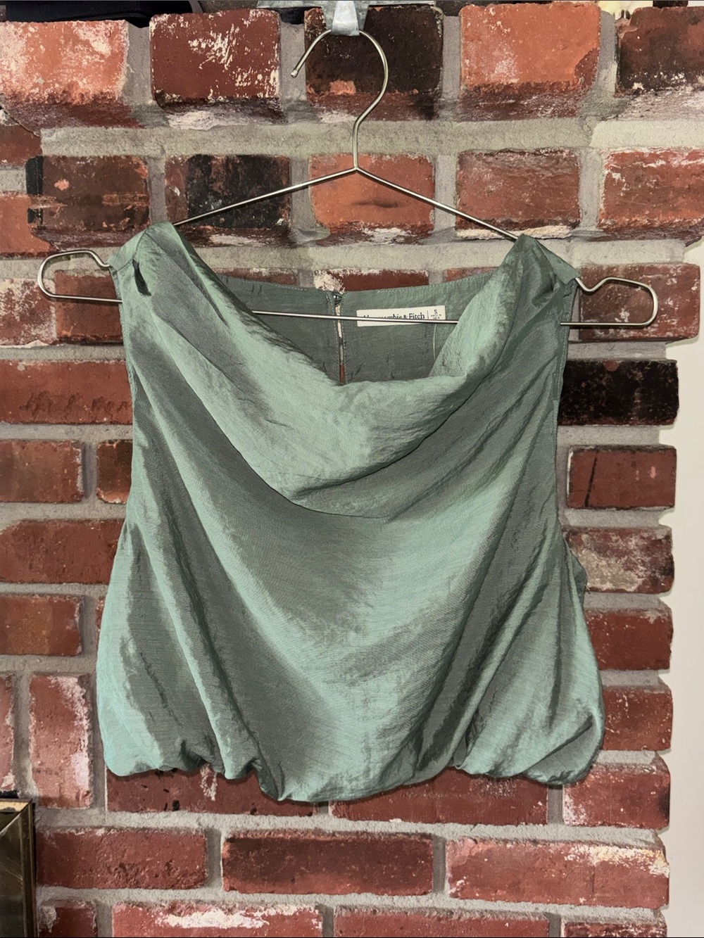 Abercrombie & Fitch Satin Cowl Neck Camisole in Sage